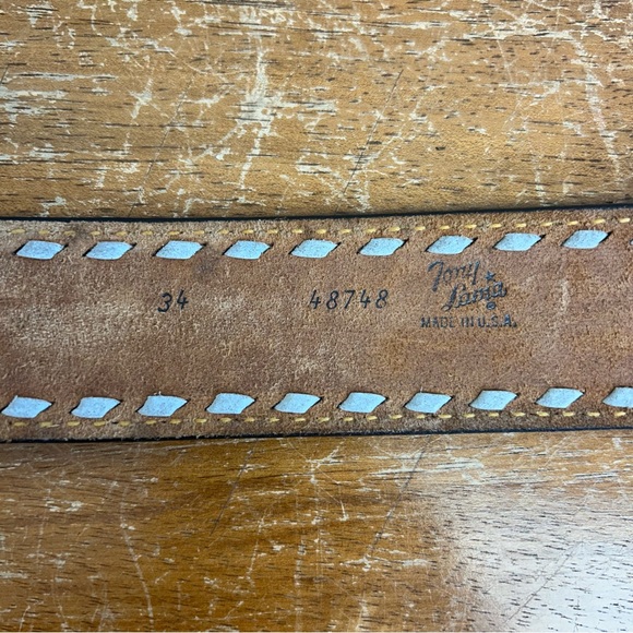 Vintage Roger RH Brown Leather Belt Custom Buckle Tony Lama Western Southwestern - Picture 11 of 12